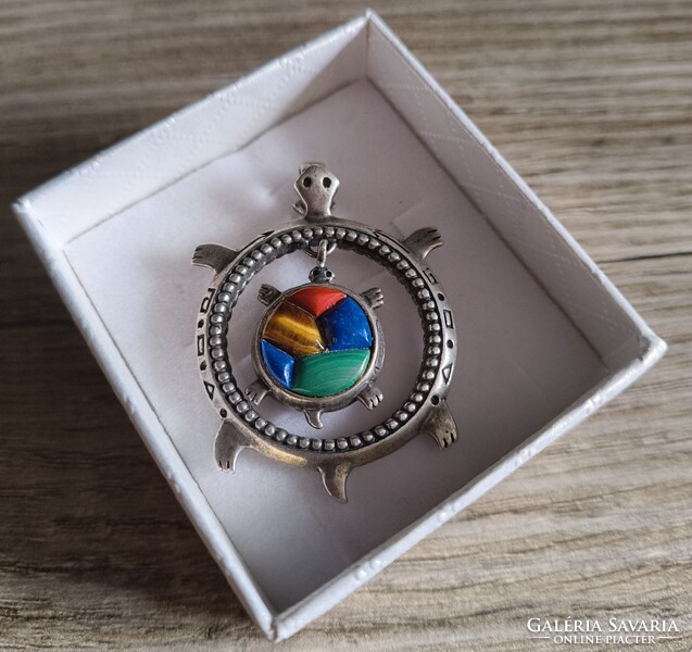 Silver Pendant with Semi-Precious Stones