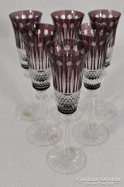 Ajka Crystal St.Louis Colored Crystal Sparkling Wine Glass Set 6 pcs