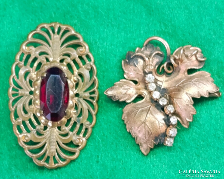 Vintage Brooch Set (2 pcs) – 1920s-40s Czechoslovak Style Jewelry