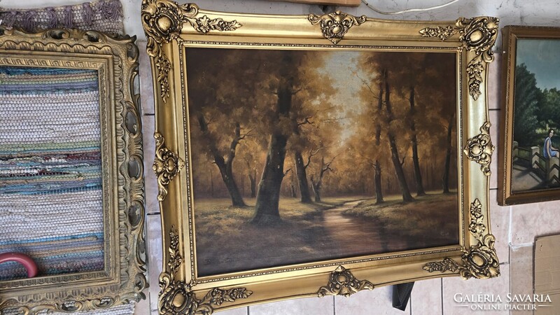 BEREGI TIVADAR szignóval"  Őszi erdlő nap lementével csodálatos alkotás,60x80 olajvászon