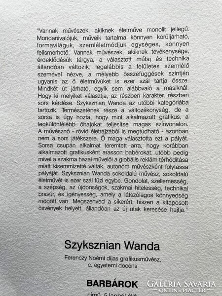 Szyksznian Wanda (1948–): Barbárok – komplett 5 lapos grafikai album, 28/40, szignált, 2016