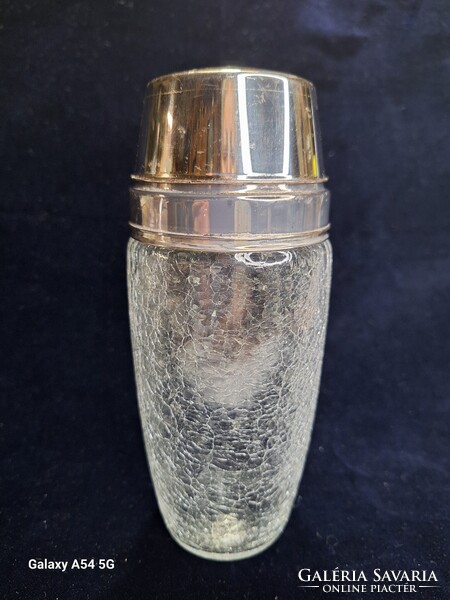 Ritka Mid-Century Alfa Alessi /Italy/ Jégrepesztett üveg barware szett 1950-60-as évekből