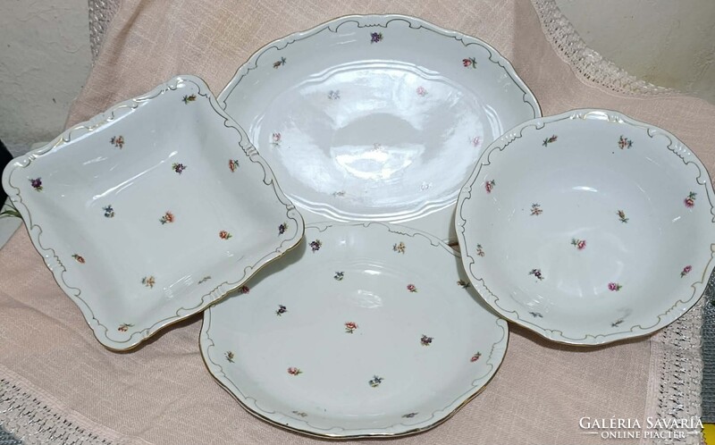 Zsolnay large serving dishes, gold decorated, floral pattern, in display condition, for replacement.