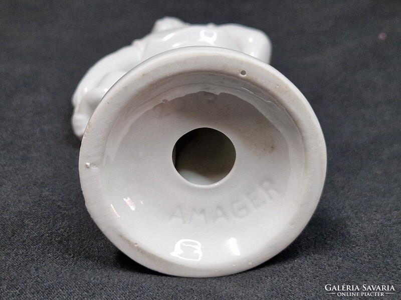 Ritka dán Hedebo hófehér porcelán népviseletes fiú figura hibátlan állapot 17 cm. magas