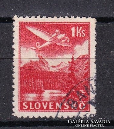 1939 Szlovákia 1Ks Pecsételt Bélyeg Légiposta – Repülőgépek hegyvidéki tájak felett
