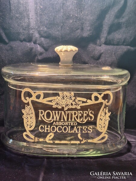 Ritka antik ROWNTREES'S üveg bolti kínáló bonbonier  (1920-1930) hibátlan