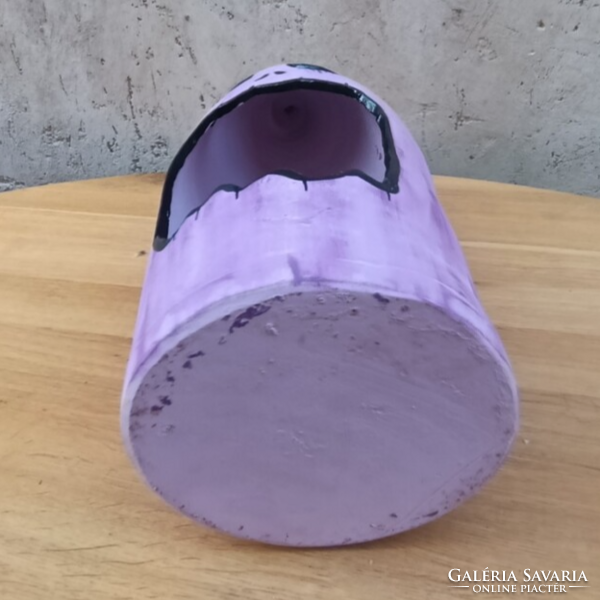 48 cm-es egyedi, kézműves kerámia töklámpás / őszi térplasztika