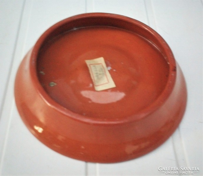 Ritka, mázas gyertyatartó,mécsestartó, tányér, 18 cm