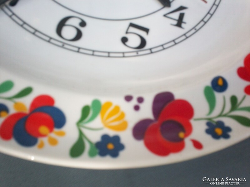 Hollóházi calocsa patterned wall clock, large numbers