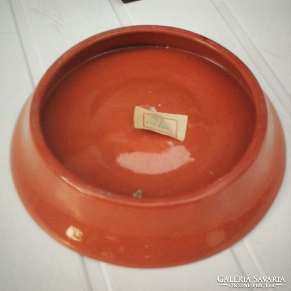 Ritka, mázas gyertyatartó,mécsestartó, tányér, 18 cm