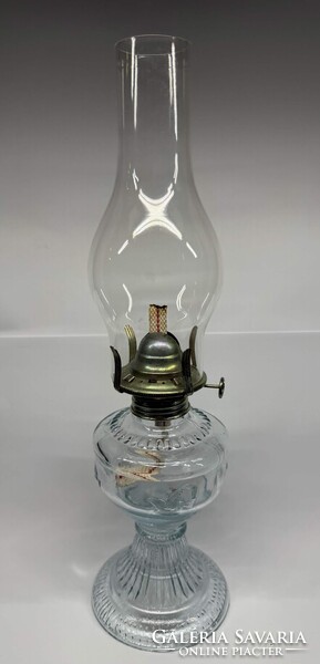 An Qing (安庆) Vintage Petroleum Lamp with Bird Patterned Glass