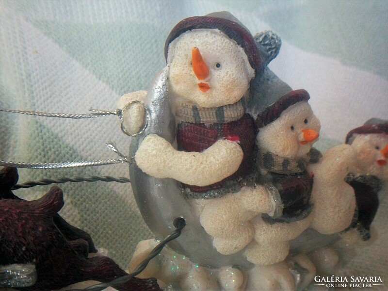 Moon sledge on clouds, with reindeer and Christmas elves