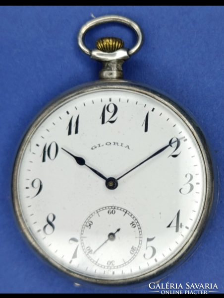Antique Silver Pocket Watch, Open Face, Porcelain Dial, Swiss Anker Movement, 20s, Front