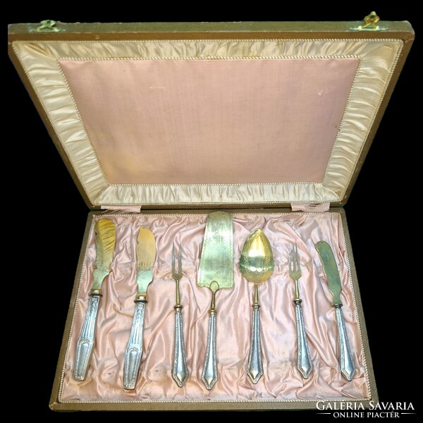 Silver 800 Fineness, German Hallmarked, Gold-Plated Steel Cutlery Set