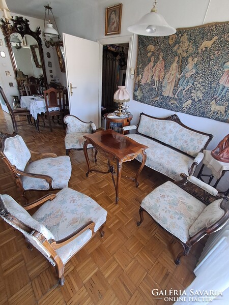 Hollóházi 6-piece Neobarokk Living Room Set with Table – Gobelin Upholstery