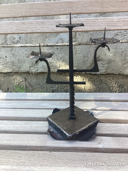 Wrought Iron Three-Arm Table Candle Holder