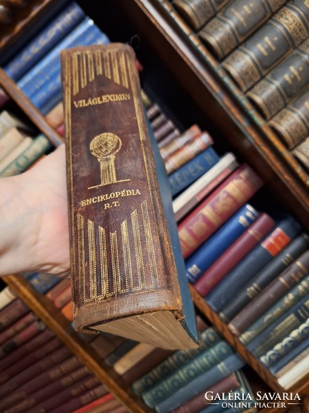 1927-VILÁGLEXIKON-szép félbőr kötésű egykötetes lexikon ENCIKLOPEDIA RT. második átdolgozott kiadás