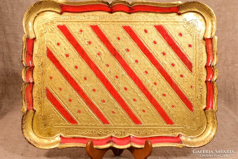 Florentine Wooden Tray Hand-Painted Italy