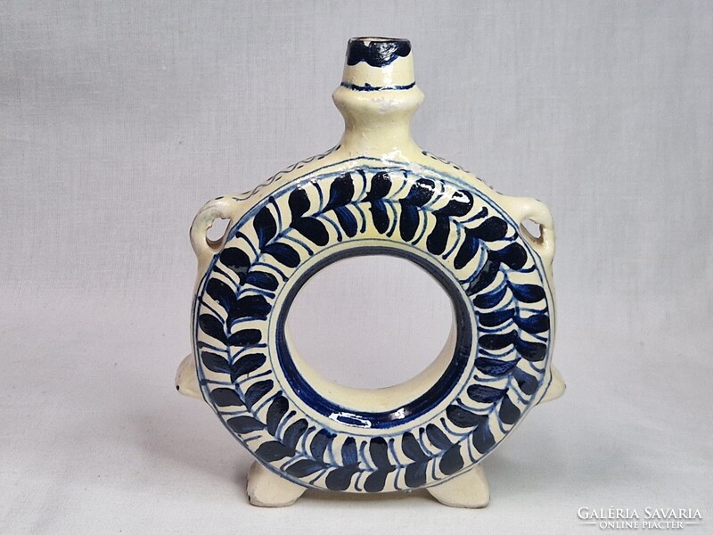 Régi mázas kerámia perec kulacs szép állapotban 18,5 cm. magas