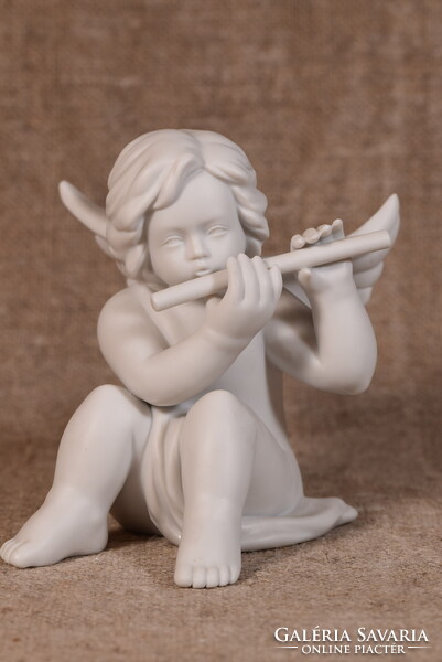 Rosenthal XXL Porcelain Angel Musician with Flute Bisque Germany