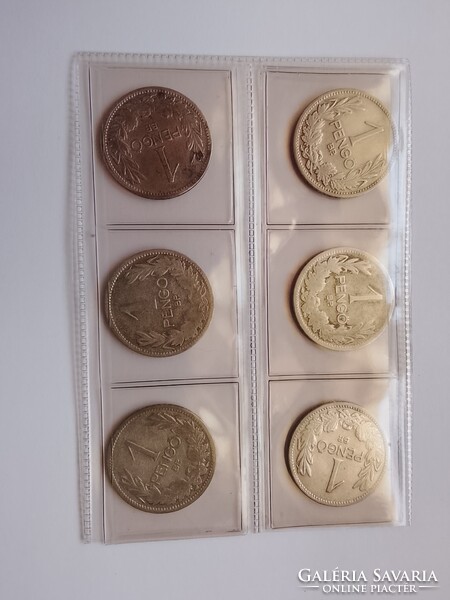Silver 1 Pengő Coin, set of 6