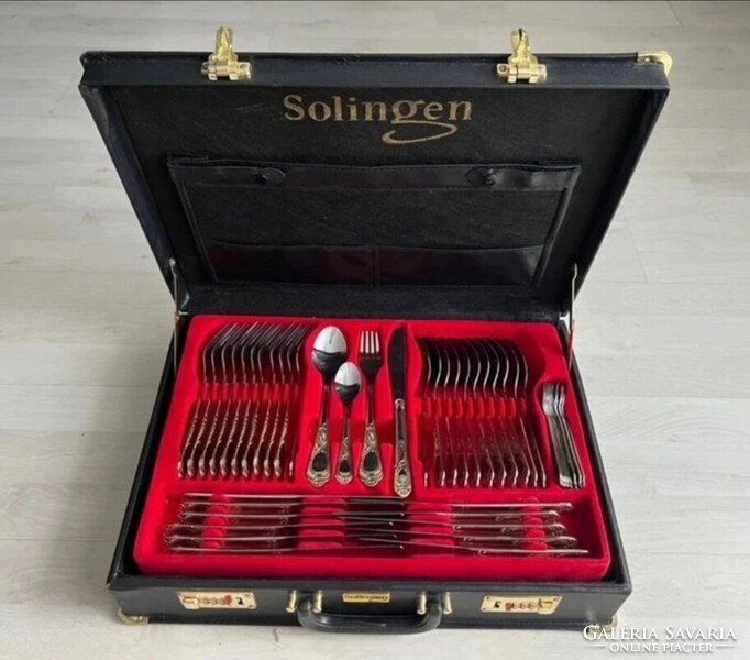 Vintage Solingen 84 darabos aranyozott evőeszköz készlet