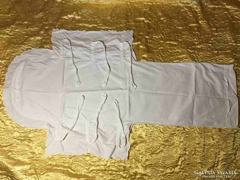 Beautiful Madeira Cotton Canvas Baby Swaddle Cover Vintage Baby Trousseau