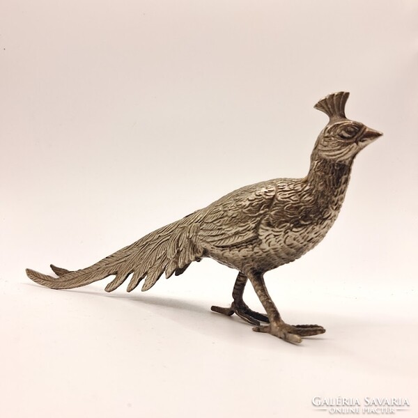 Vintage olasz ezüstözött fácán figura / asztaldísz – Made in Italy (Hollywood Regency)