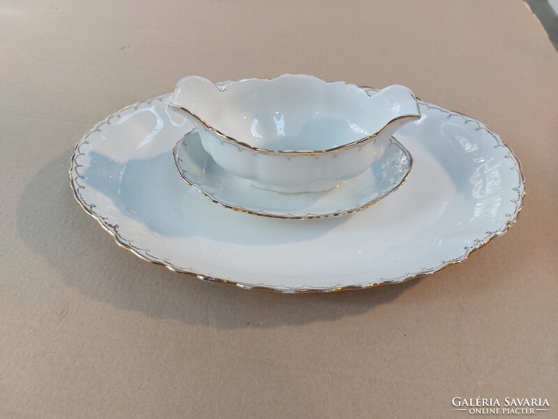 Antique Tielsch - Altvasser porcelain serving dish with sauce boat