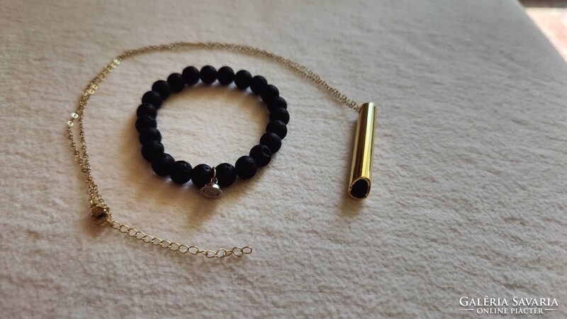 Anti-nicotine Necklace and Lava Stone Bracelet