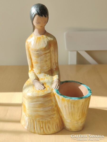 Art Deco Large Ceramic Sculpture/Planter. Signed: Anna Barkovics.