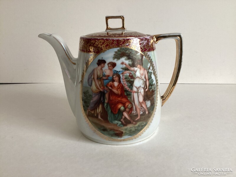 Old Czechoslovakian teapot with scenes, approx. 1.2 liters.