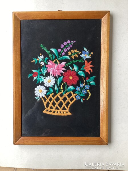 Embroidered Wall Art, Framed in Glass.